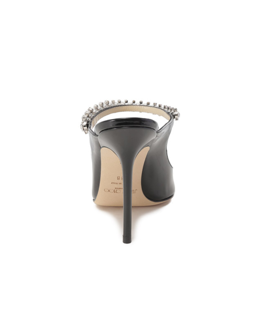 Jimmy Choo Crystal Strap Embellished Mules With 10cm Heel In Black