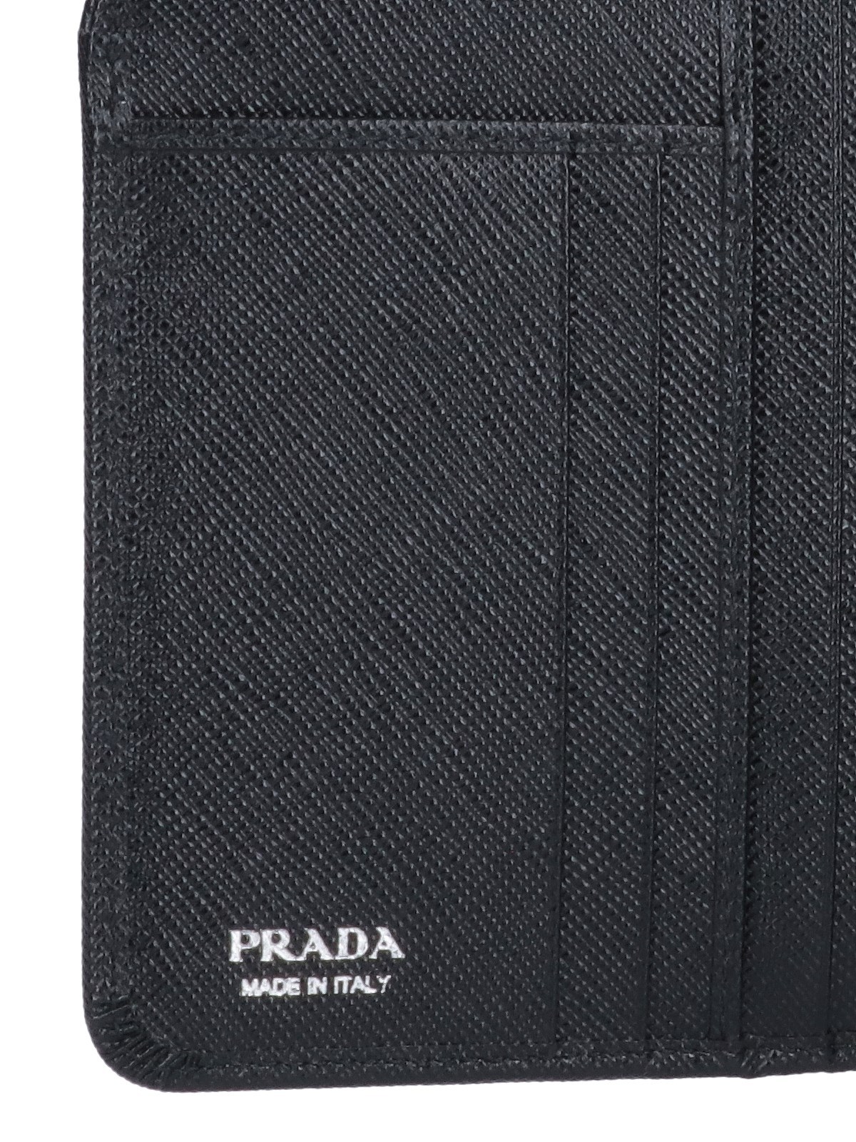 Prada Triangle-logo Leather Wallet In Black