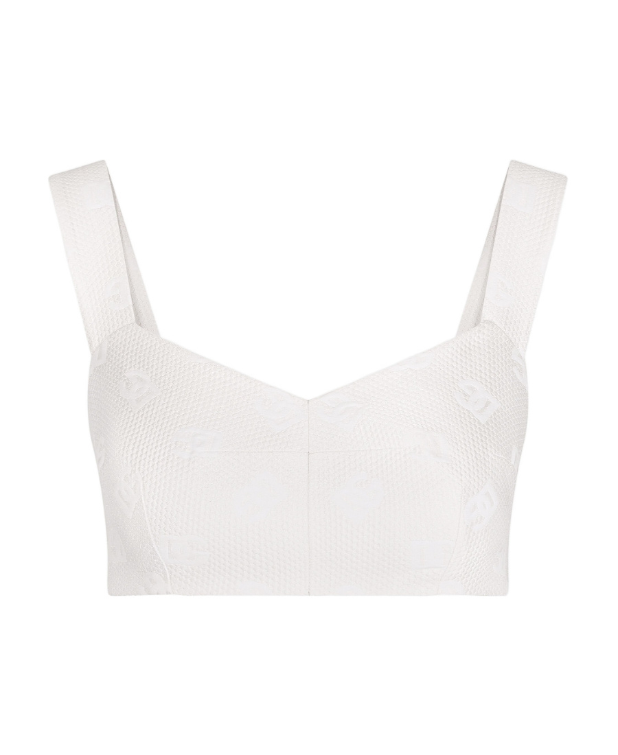 Dolce & Gabbana Jacquard Corset With All-over Dg Logo In White