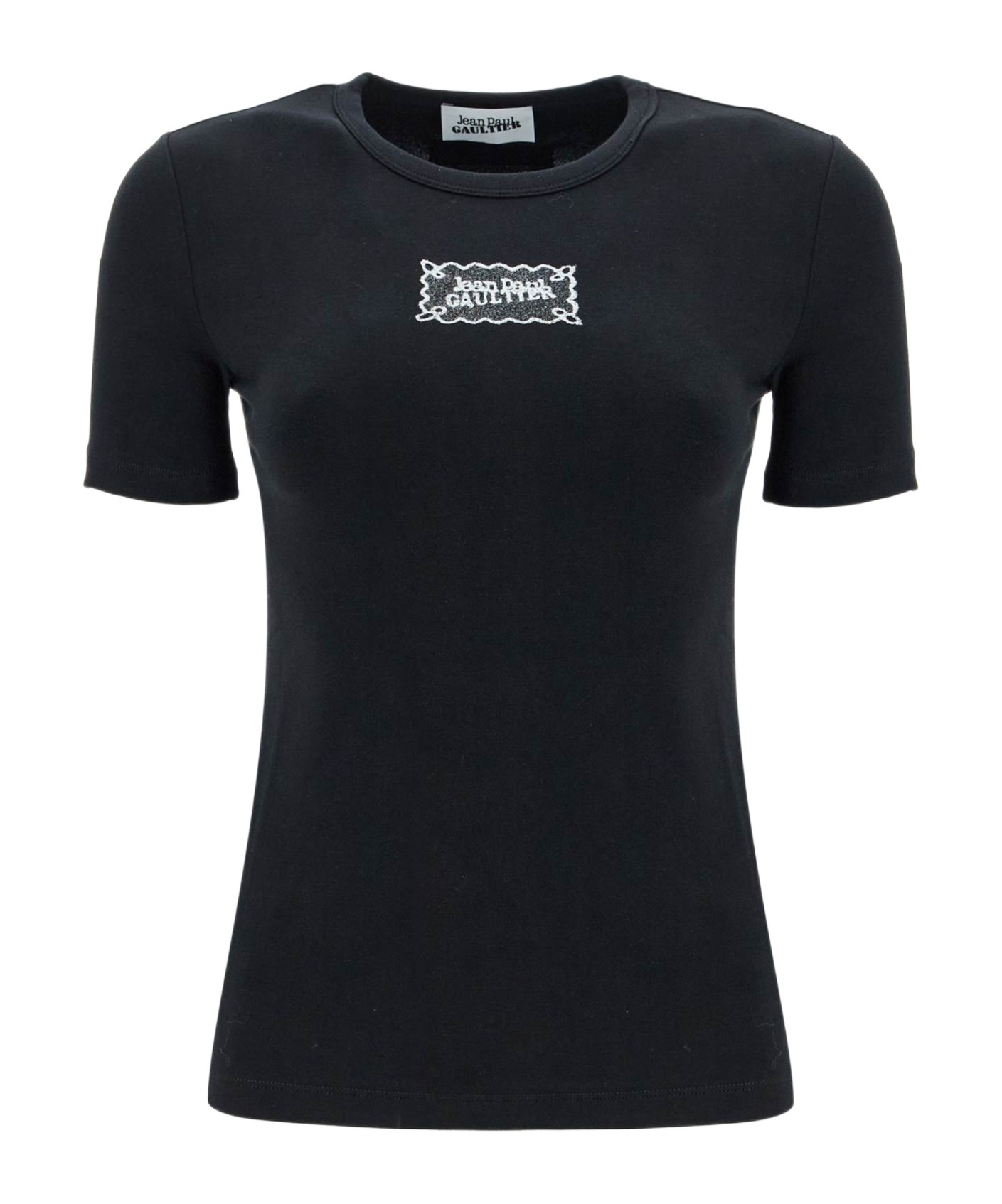 Shop Jean Paul Gaultier Logo Patch Crewneck T-shirt In Black
