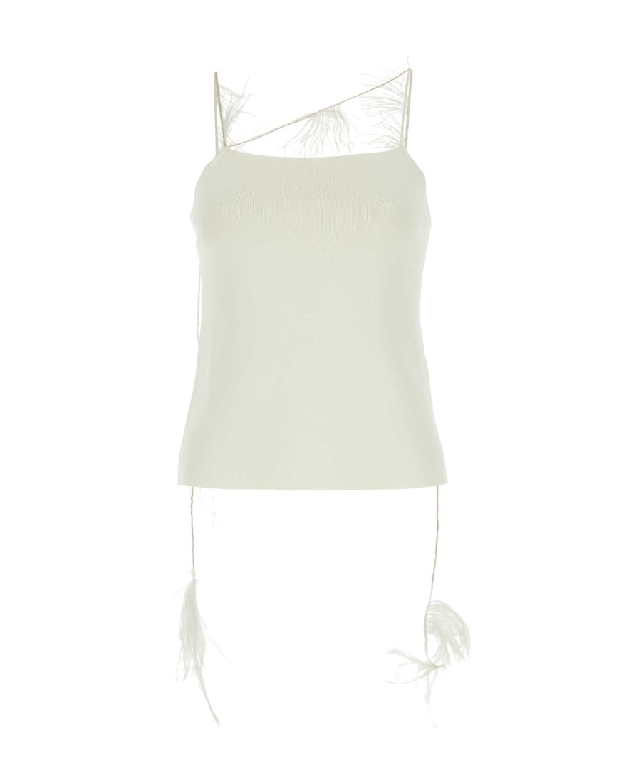 Jil Sander Feather-trim Camisole Top In White