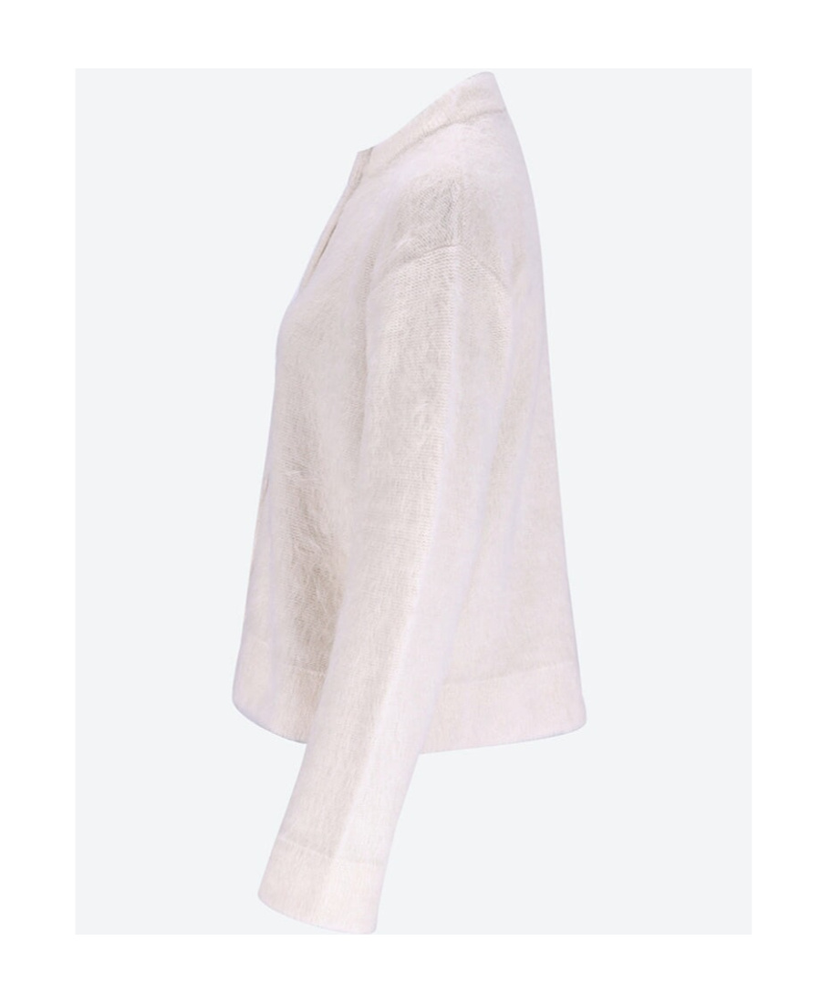 Shop Jil Sander Long-sleeved Alpaca-wool Blend Cardigan In White
