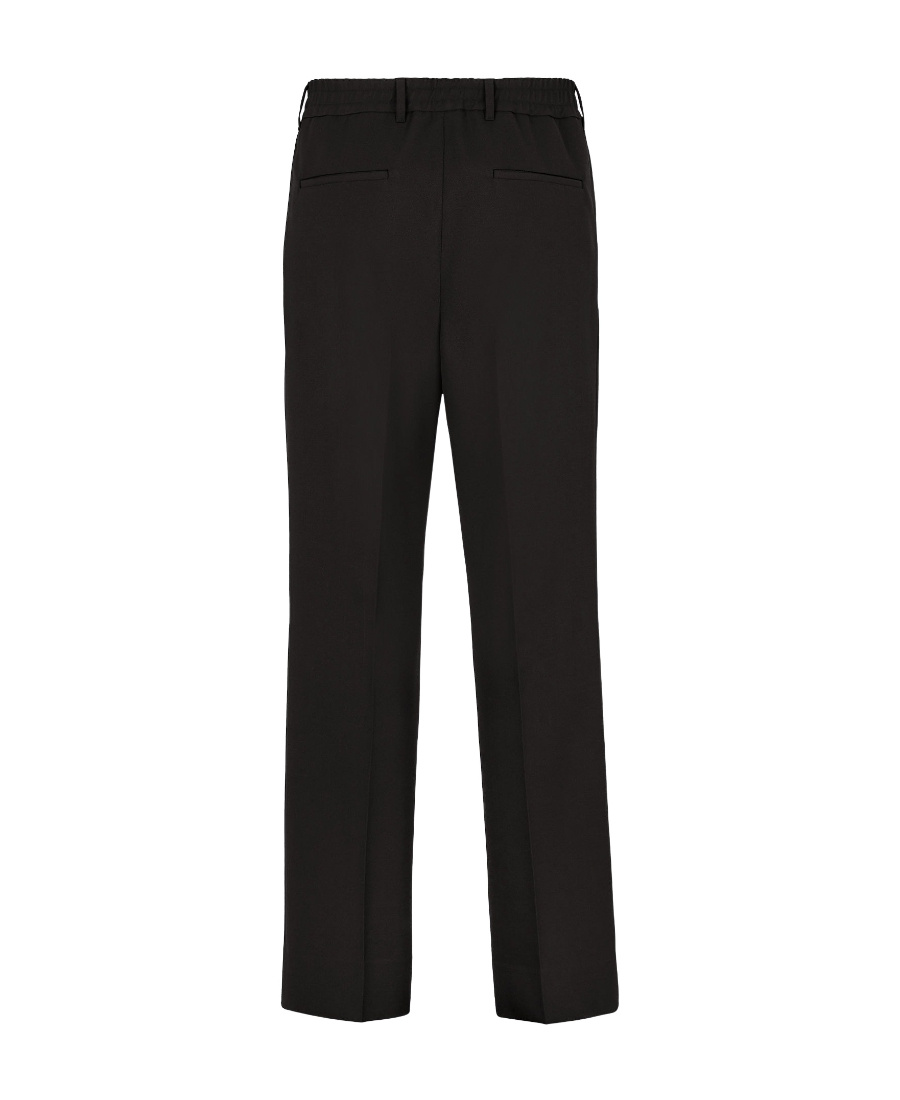 Fendi Logo-plaque Pleated Straight-leg Trousers In Black