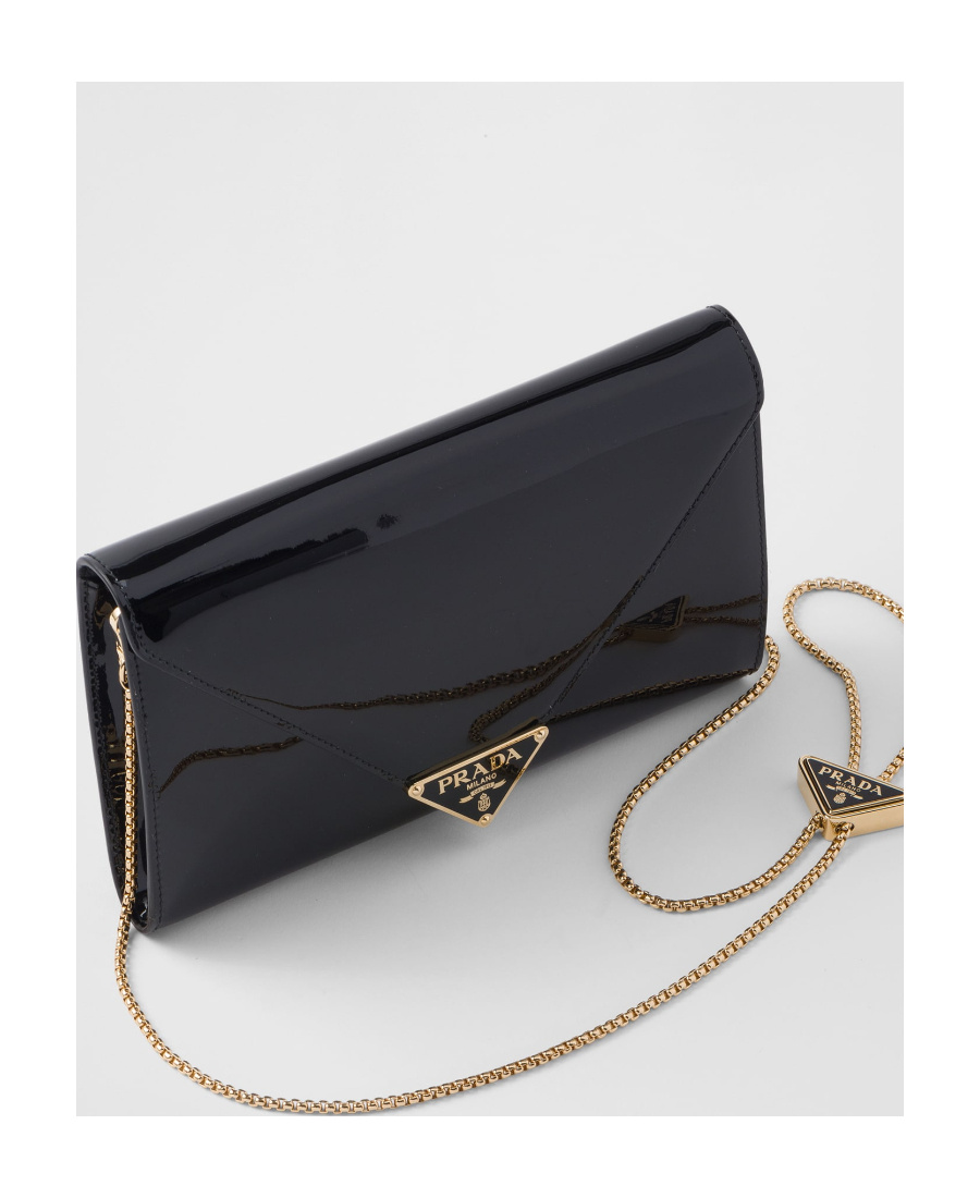 Prada Patent-leather Envelope Bag In Black