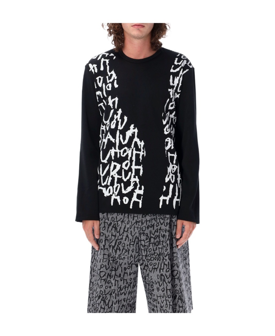 Comme Des Garçons T-shirt With Round Neck And Long Sleeves In Black