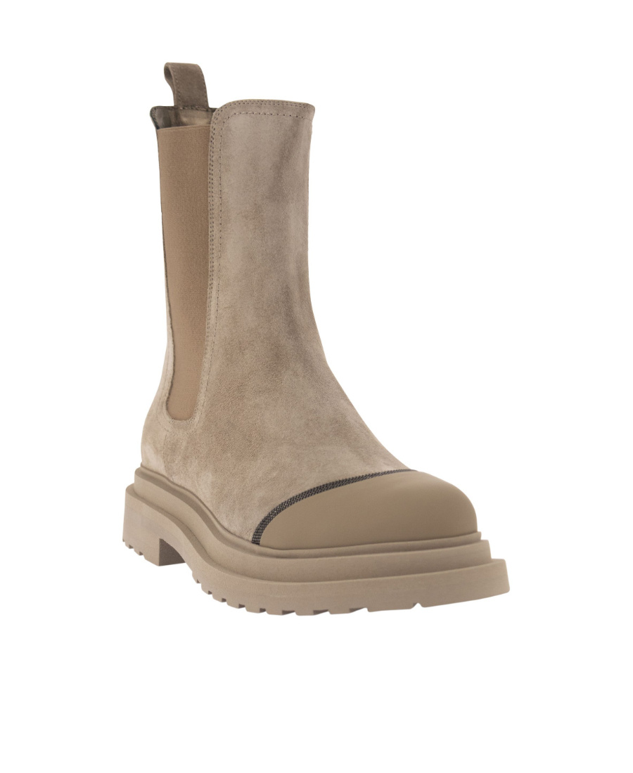 Brunello Cucinelli Elasticated-panel Ankle Boots In Brown