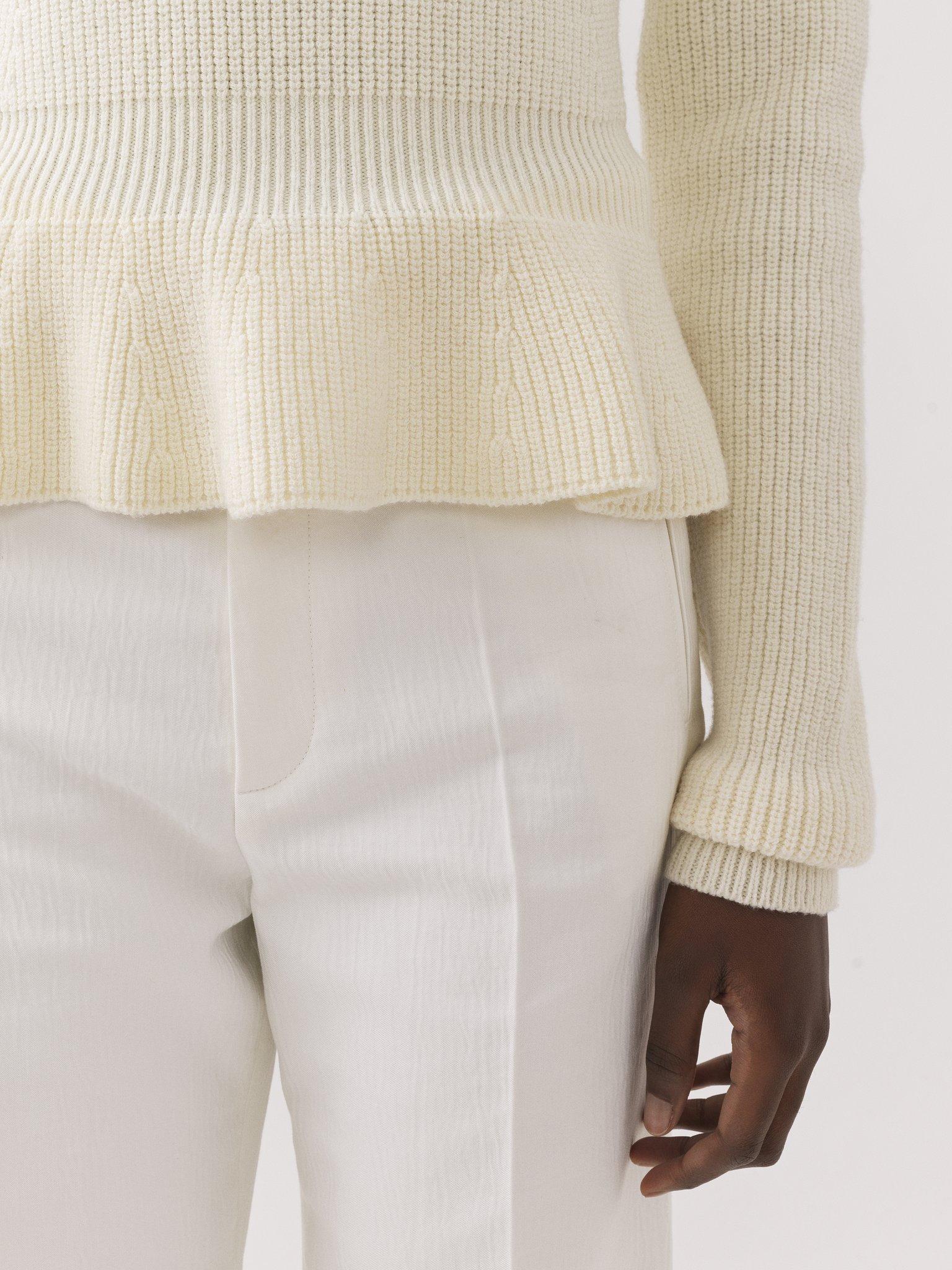 CHLOÉ PEPLUM RIBBED-KNIT JUMPER