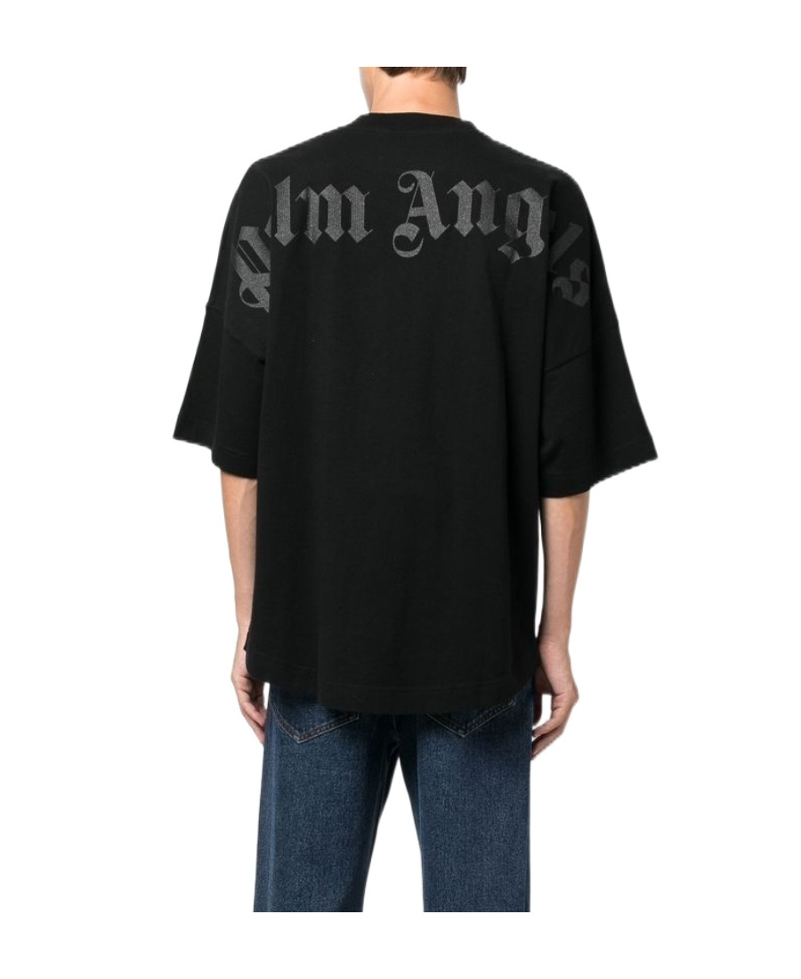 Palm Angels Black Logo-print Short-sleeve T-shirt In Black