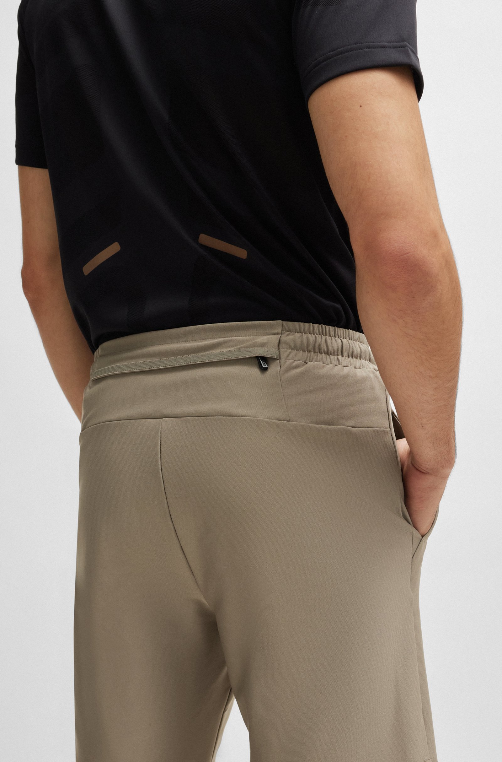 Hugo Boss Reflective-logo Bermuda Shorts In Gray