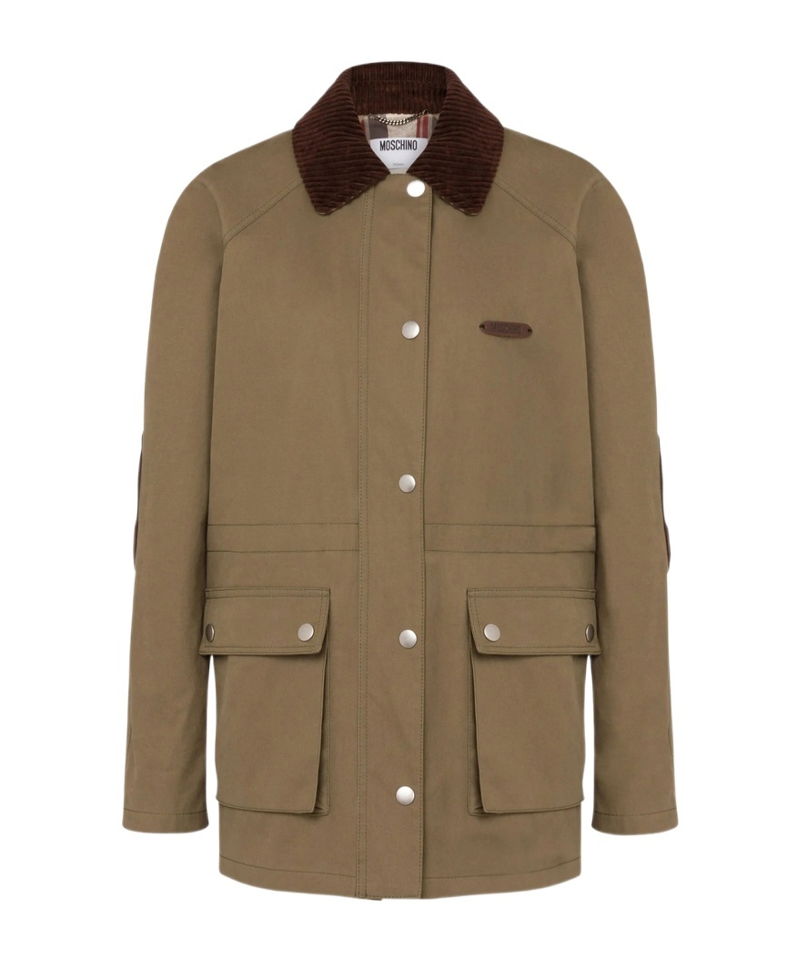 Moschino Corduroy-collar Utility Jacket In Brown
