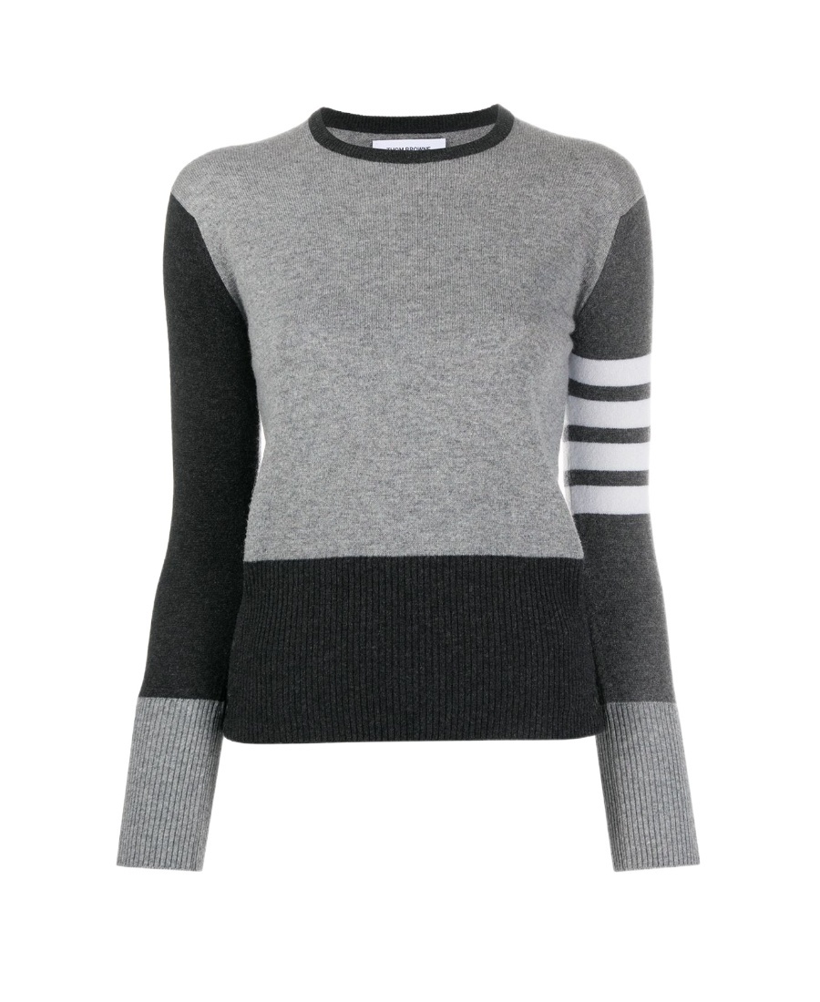 Thom Browne 4-bar Colour-block Jumper In Gray