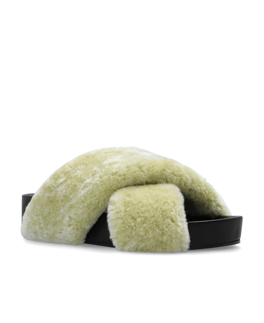 Jil Sander Shearling Cross-over Sandals In Nude