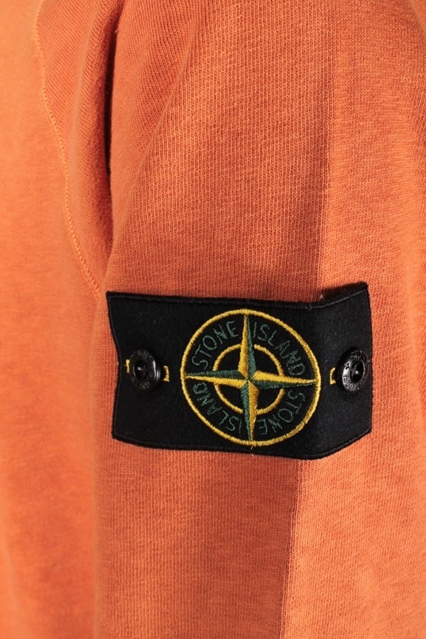 Stone Island Logo Patch Cotton Sweatshirt In Orange