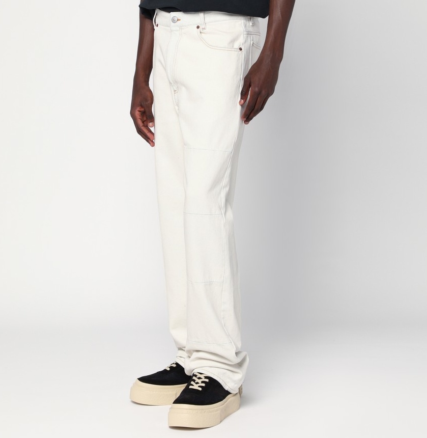 Mm6 Maison Margiela Patched Jeans With Belt Loops In White