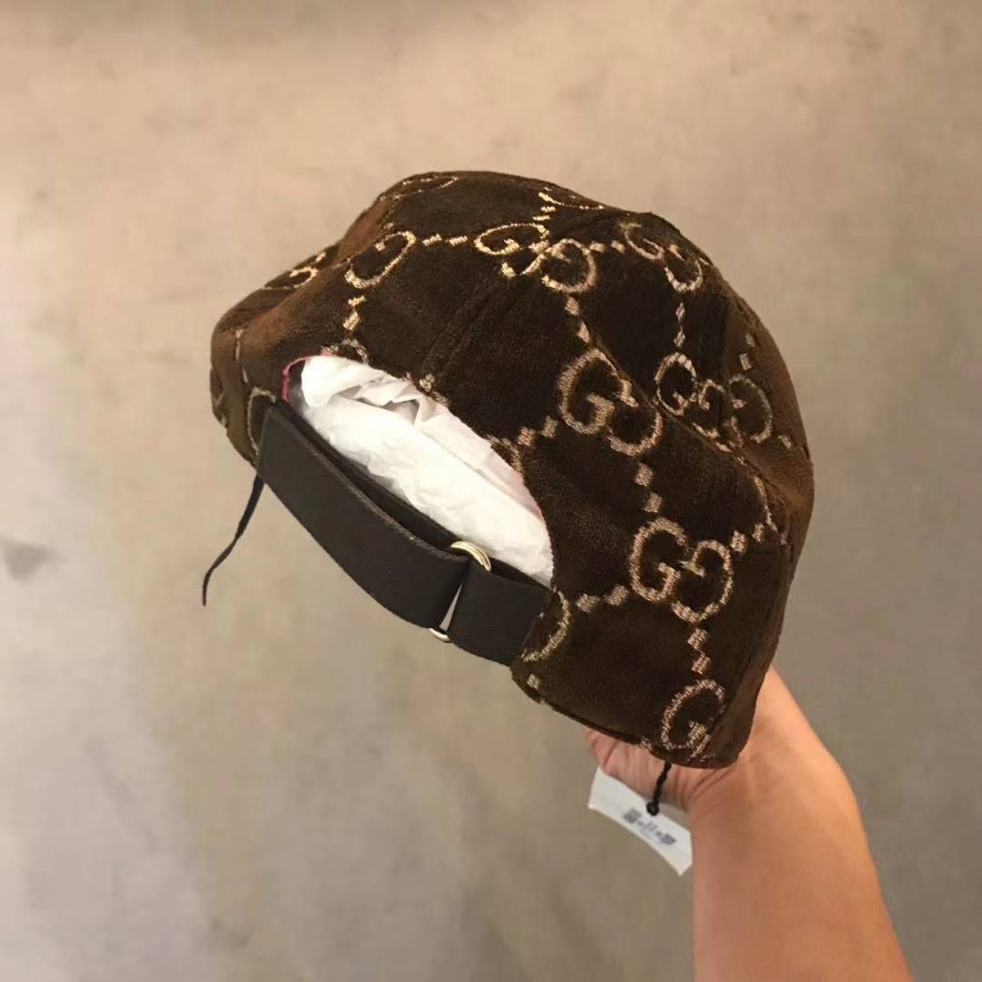 Gucci Gg Velvet Baseball Hat In Brown
