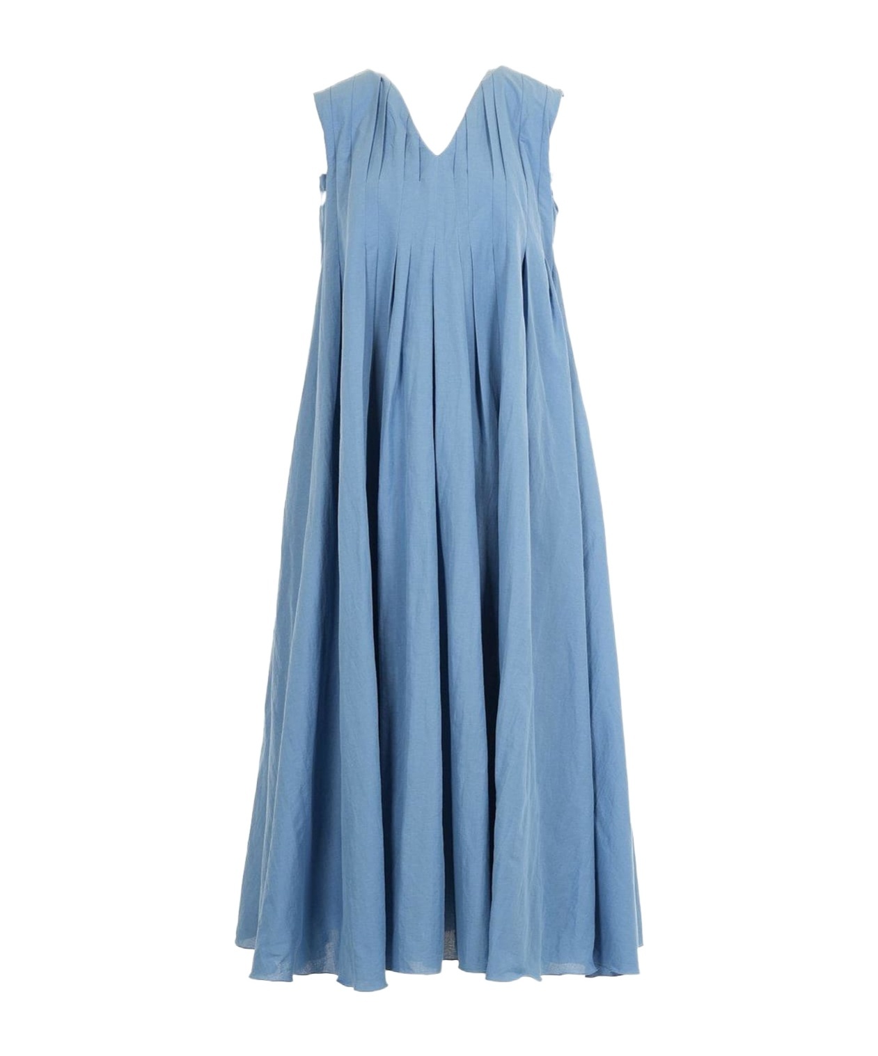 Max Mara 's V-neck Pleated Sleeveless Dress In Blue