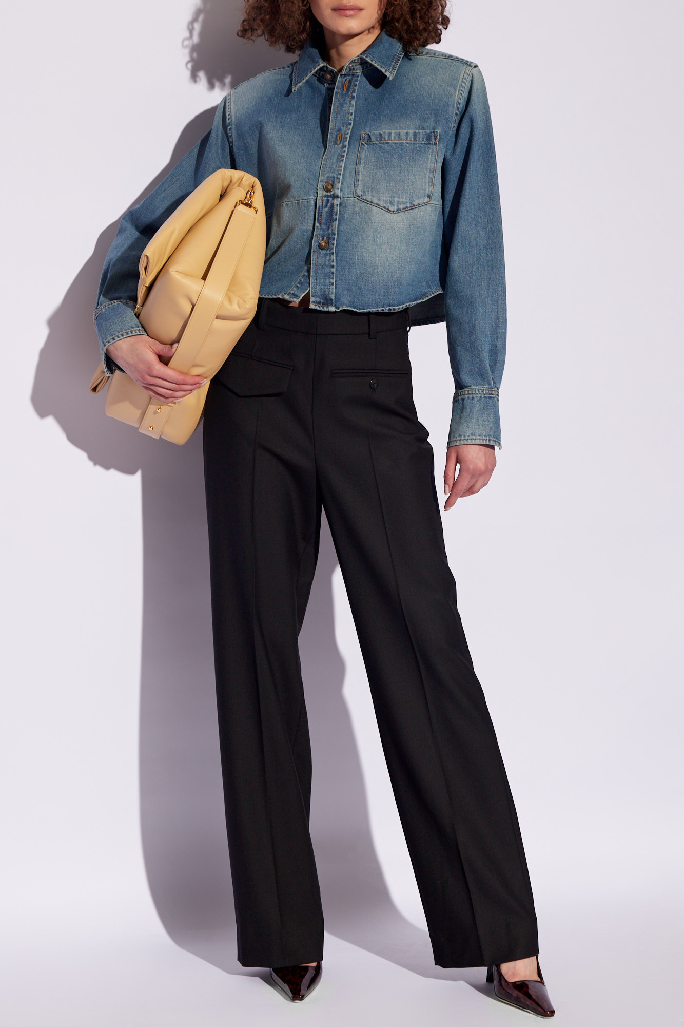 Victoria Beckham Reverse Front Tailored Trousers In Black