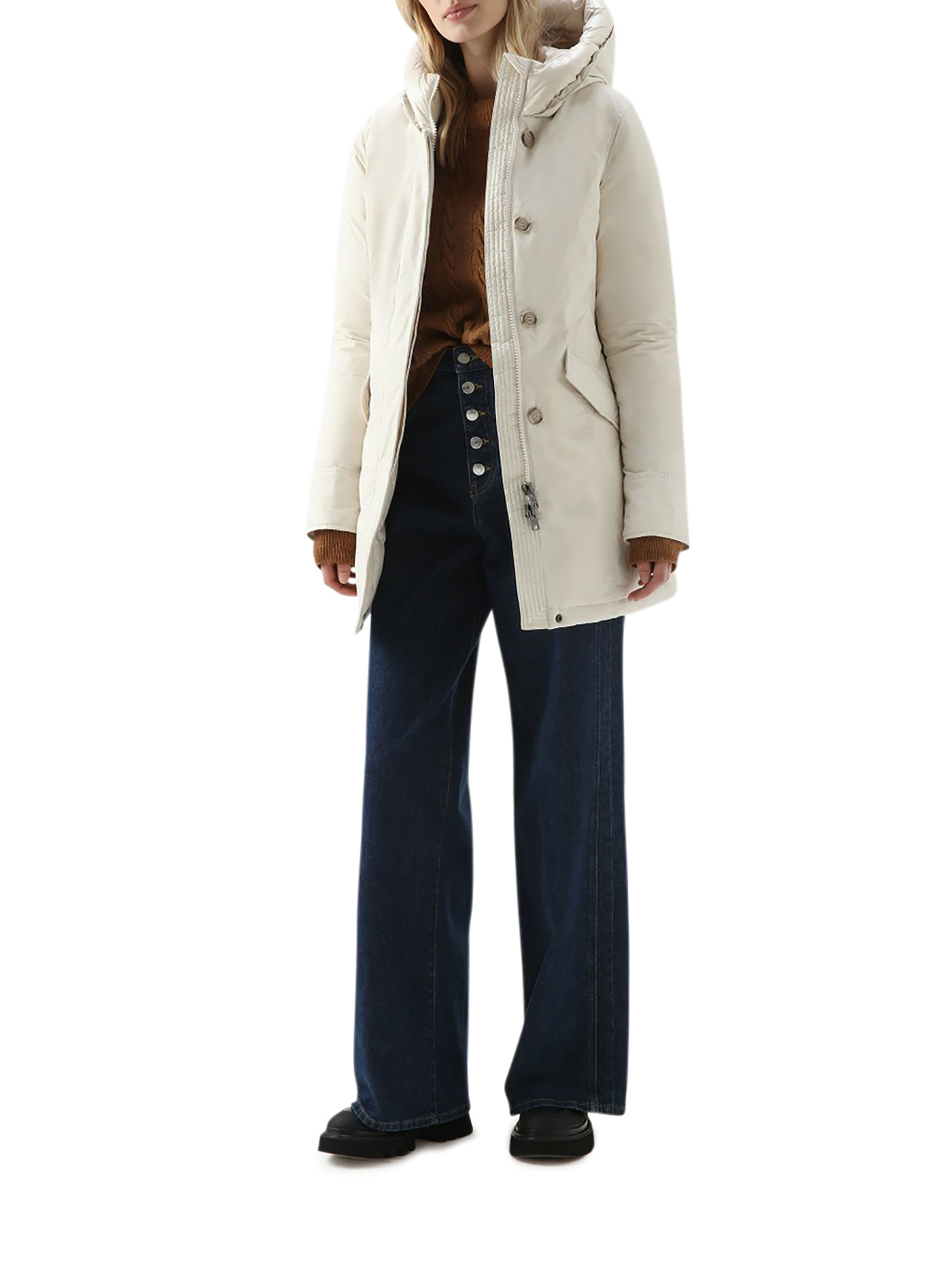 Woolrich Hooded Padded Coat In White