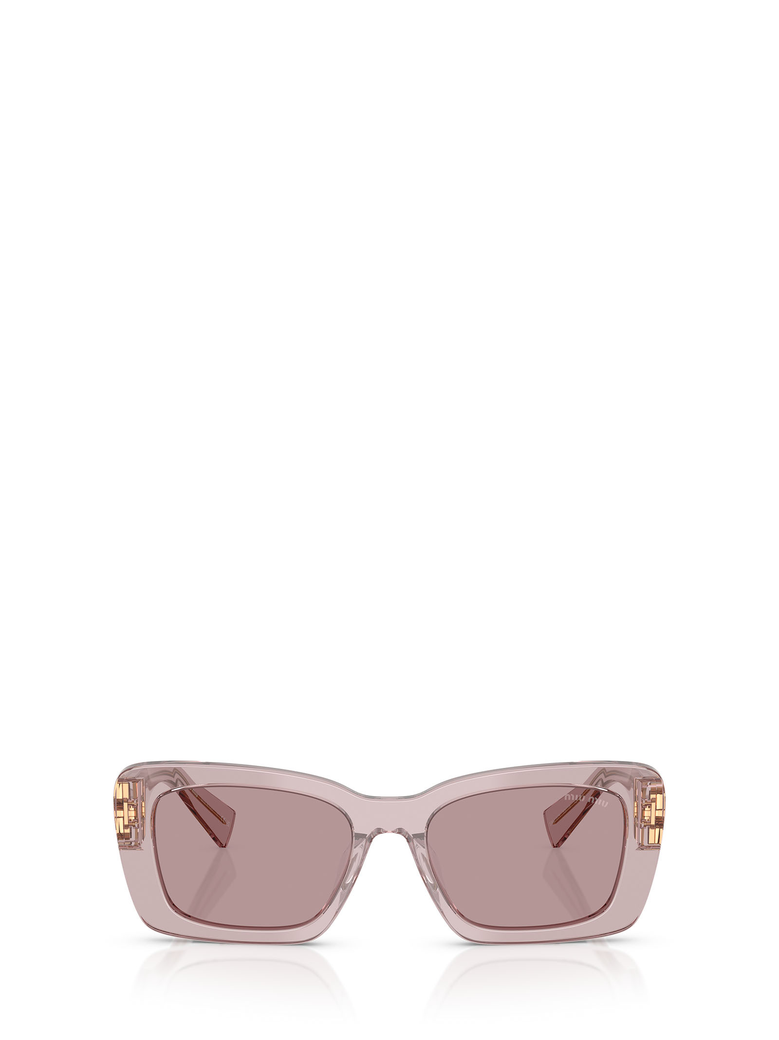 Miu Miu Mu 07ys Logo Acetate Rectangle Sunglasses In Nude