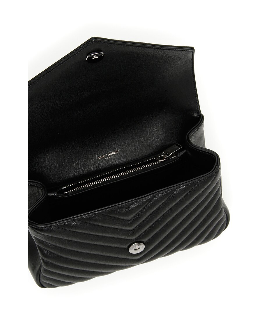 Saint Laurent College Medium Leather Shoulder Bag In Black