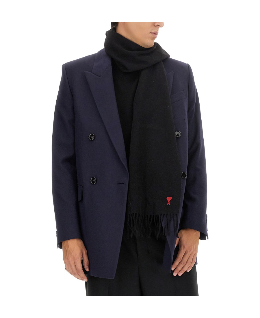 Ami Alexandre Mattiussi Ami Paris V-neck Double-breasted Tailored Blazer In Black
