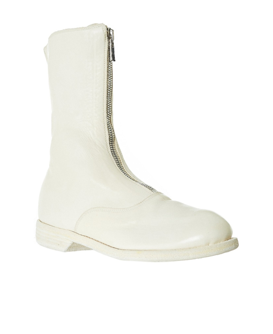 Guidi Women 310 Front Zip Military Boot In White