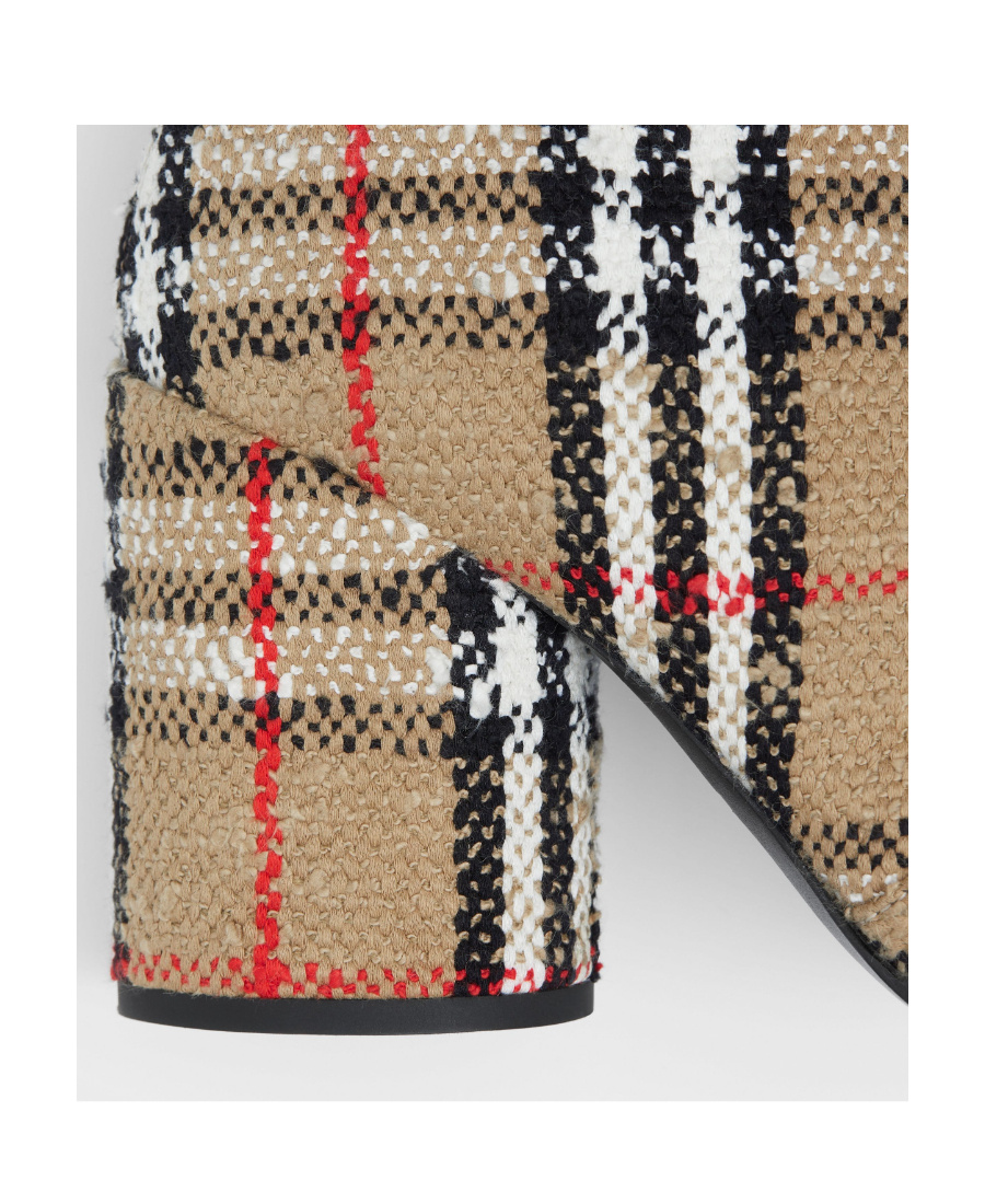 Burberry Anita Check Block-heel Ankle Boots In Nude