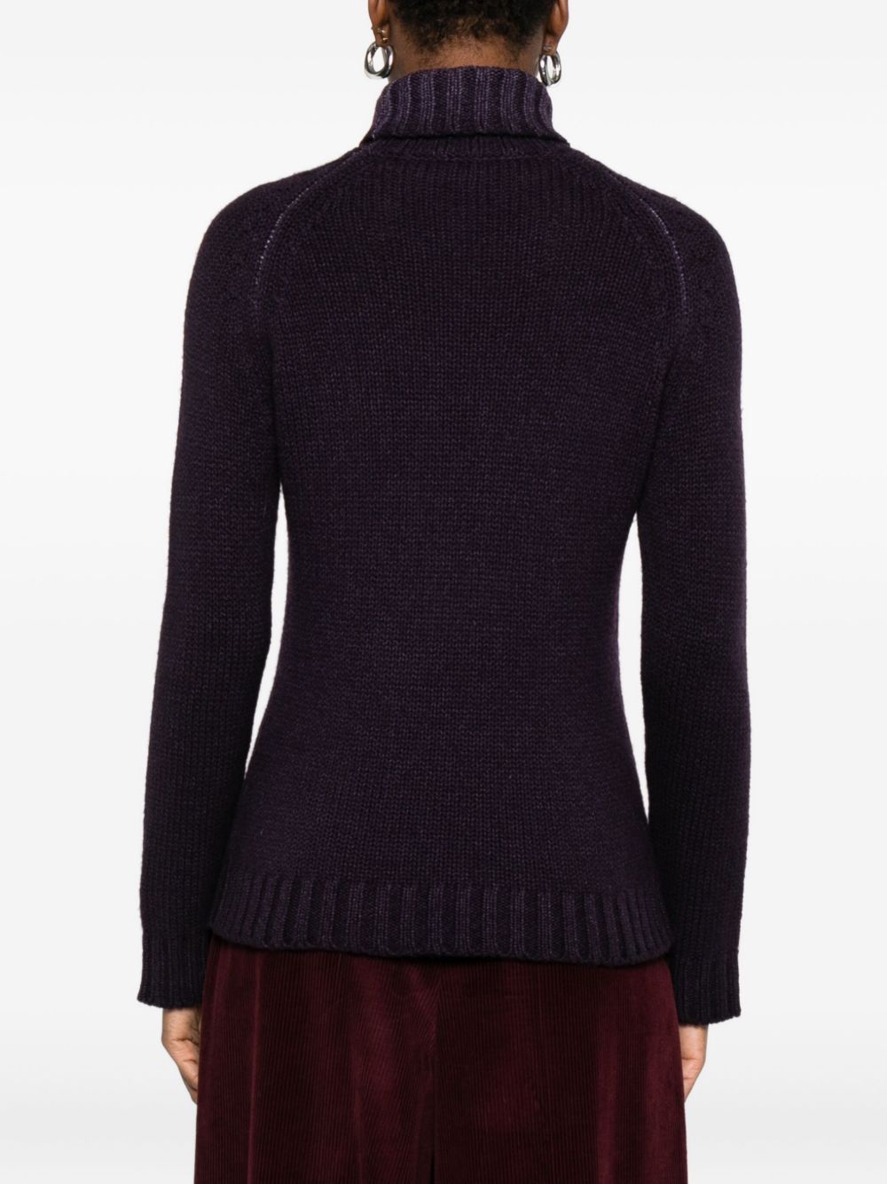 Baserange Turtleneck Ribbed Sweater In Brown