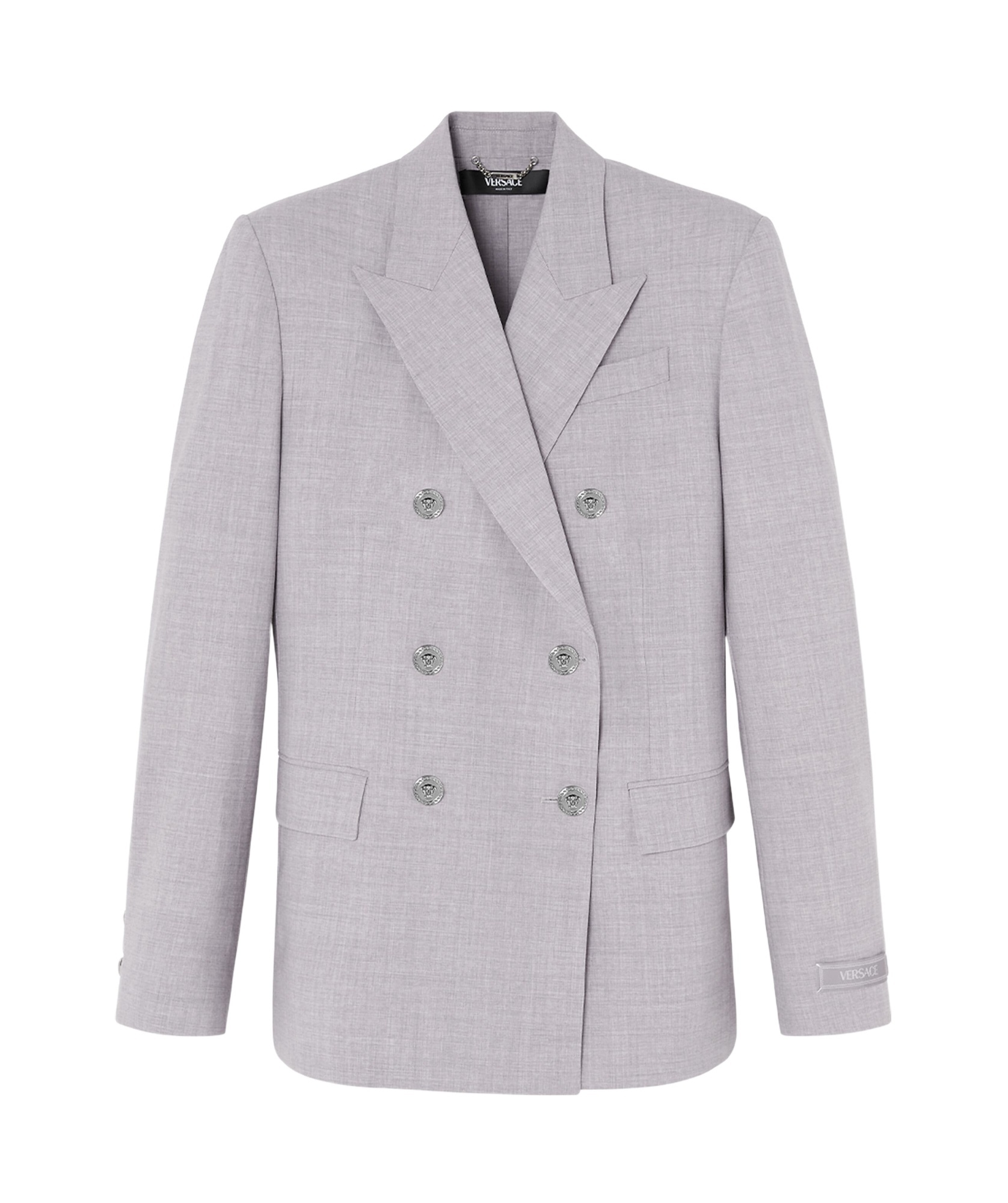 Versace Double-breasted Tailored Jacket In Gray