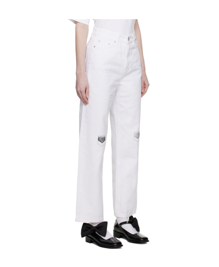 Kimhēkim Pocket Stamped Jeans In White