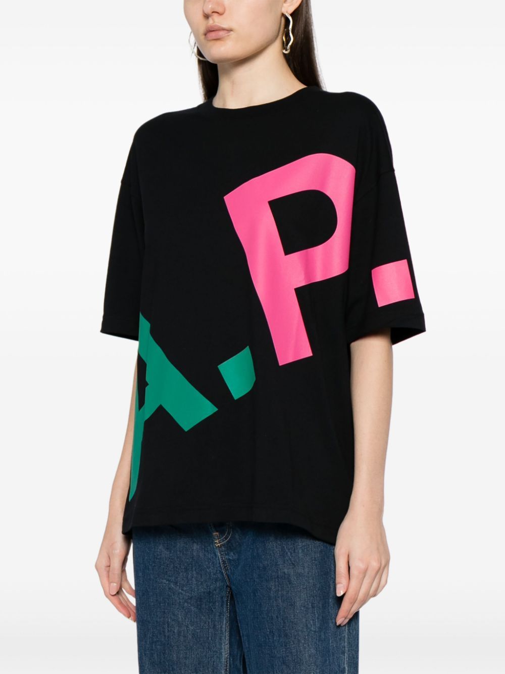Apc Logo-print Cotton T-shirt In Black