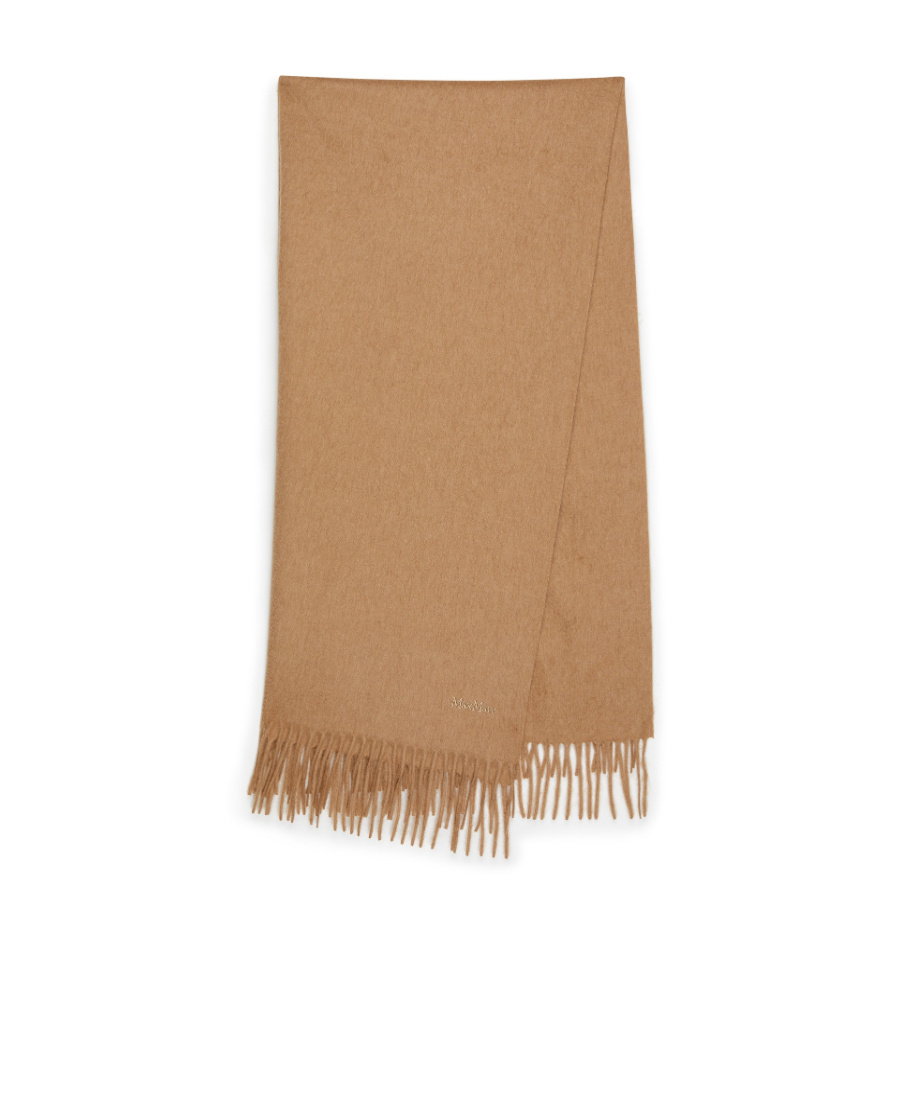 Max Mara Monogram Fringed-edge Cashmere Scarf In Brown