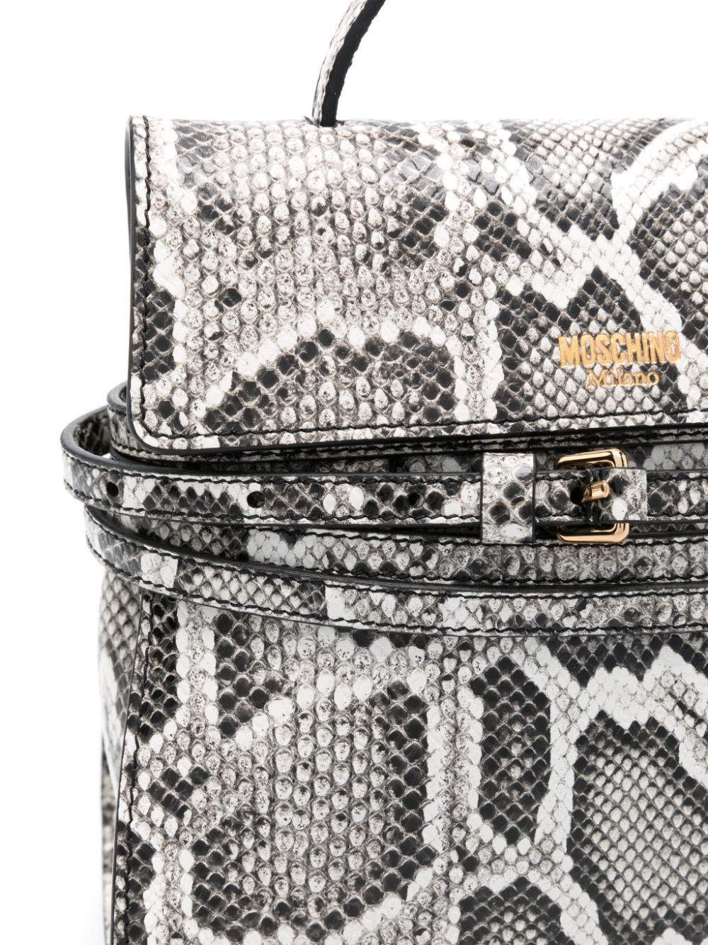 Moschino Snake-print Tote Bag In White