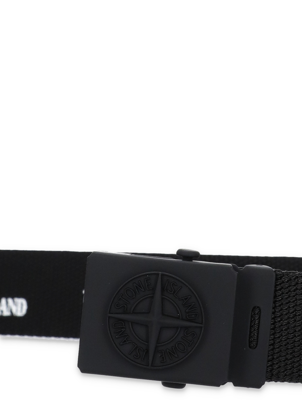 Stone Island Debossed-logo Detail Buckle Belt In Black