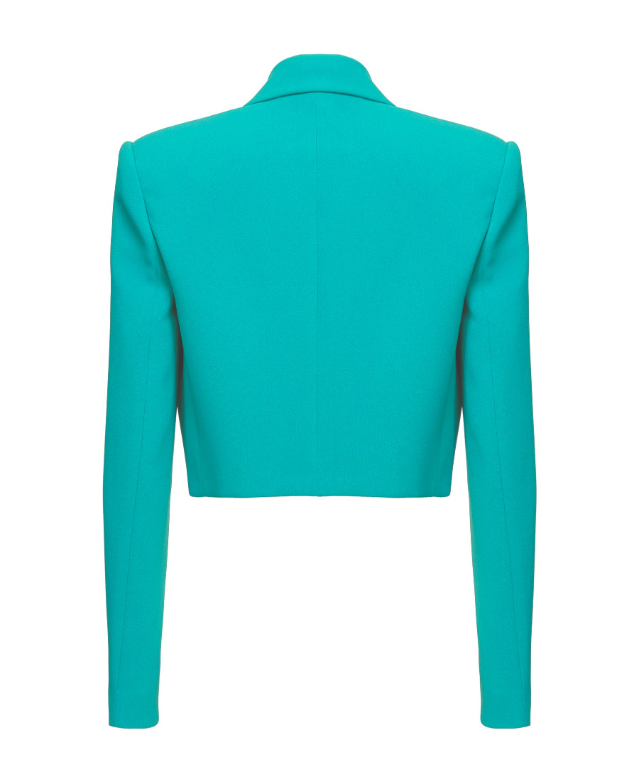 Pinko Cropped Single-breasted Blazer In Green