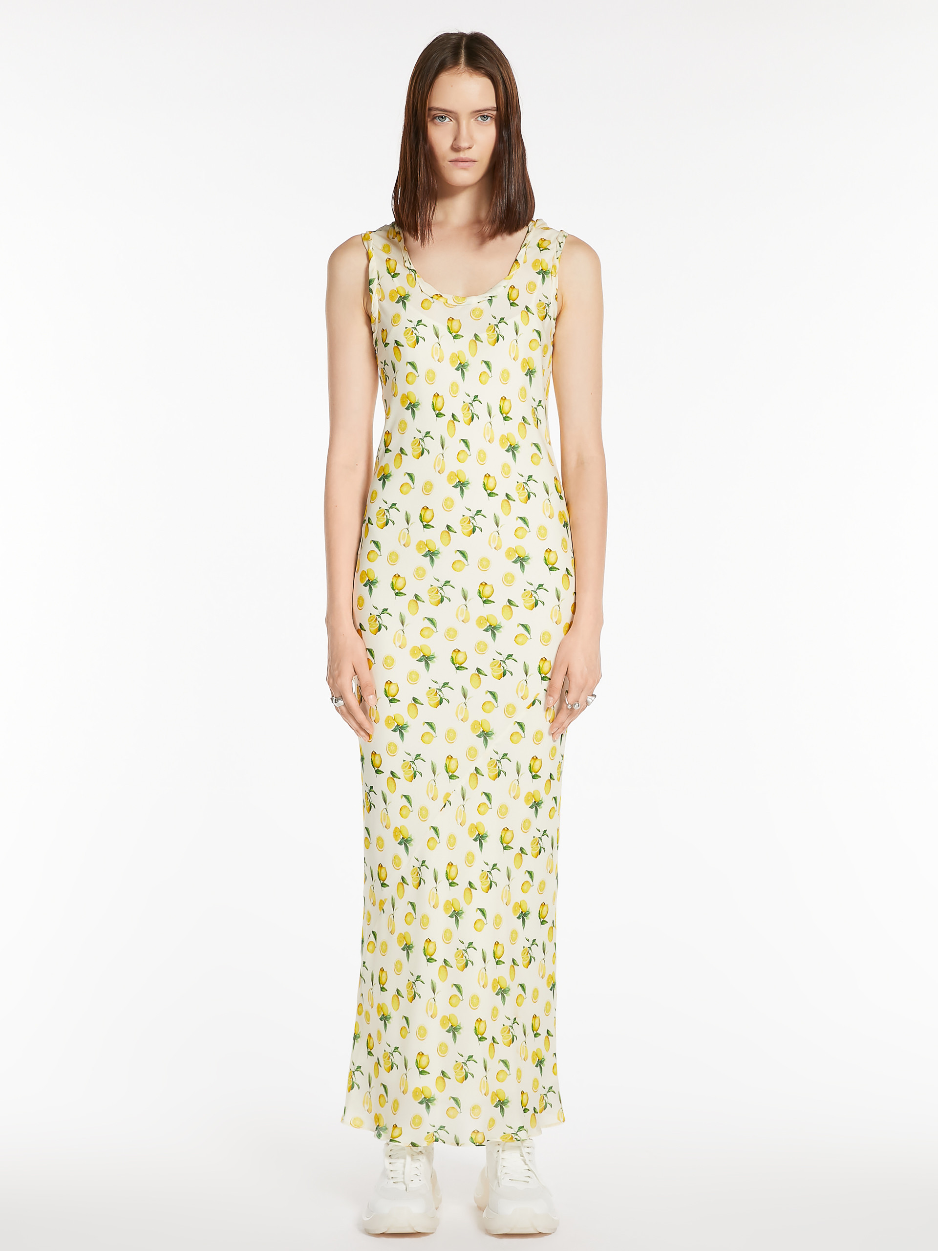 Sportmax Tonale Printed Silk Maxi Dress In Nude