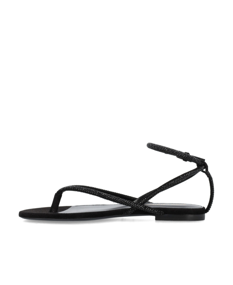 Saint Laurent Jota 05 Flat Leather Sandals In Black