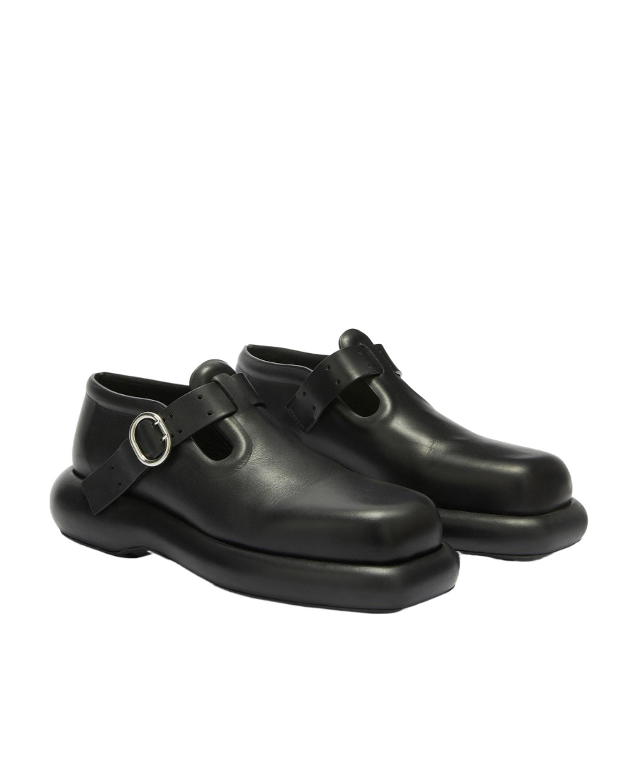 Jil Sander Leather Buckle Loafers Peculiar Sole In Black