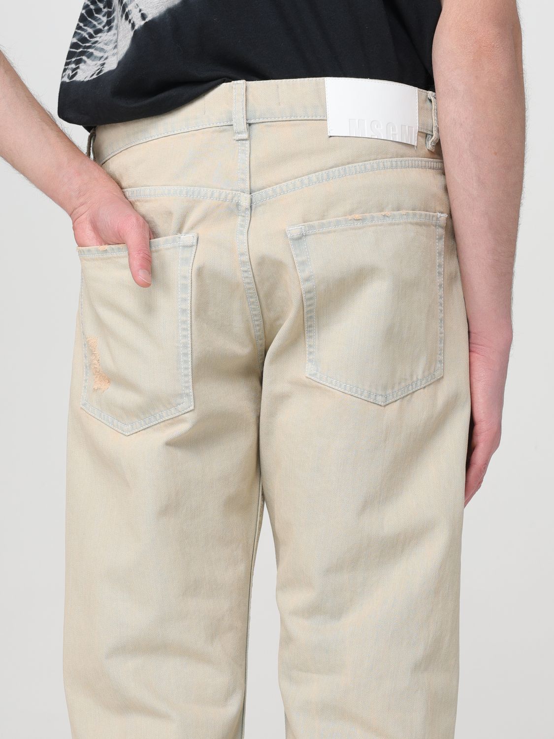 Msgm Mid-rise Straight-leg Distressed Jeans In Nude