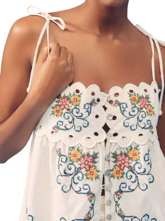 Farm Rio Grandmas Treasure Off White Blouse In Pattern