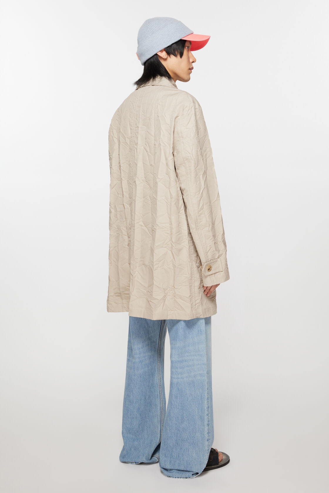 Shop Acne Studios Single-breasted Crinkled Coat In Nude