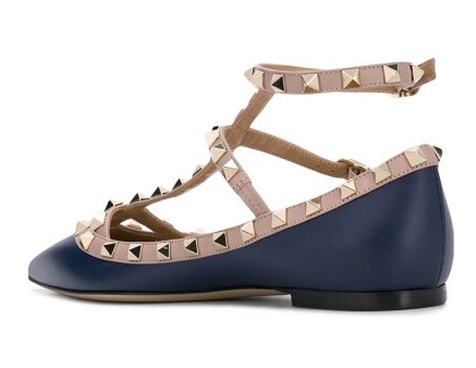 Valentino Rockstud Pointed Ballet Flats In Nude