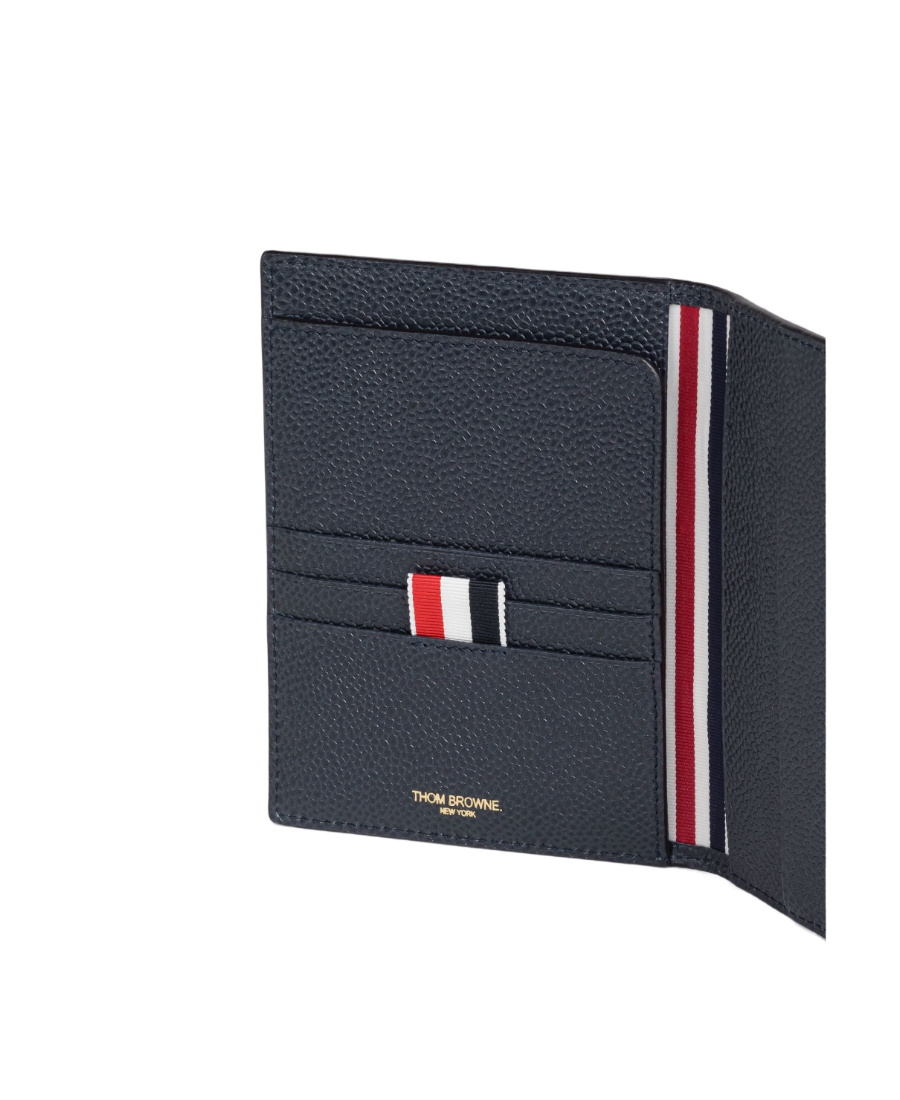 Thom Browne 4-bar Leather Passport Holder In Black