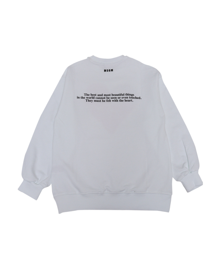 Msgm Long-sleeved Round-neck Sweater In White