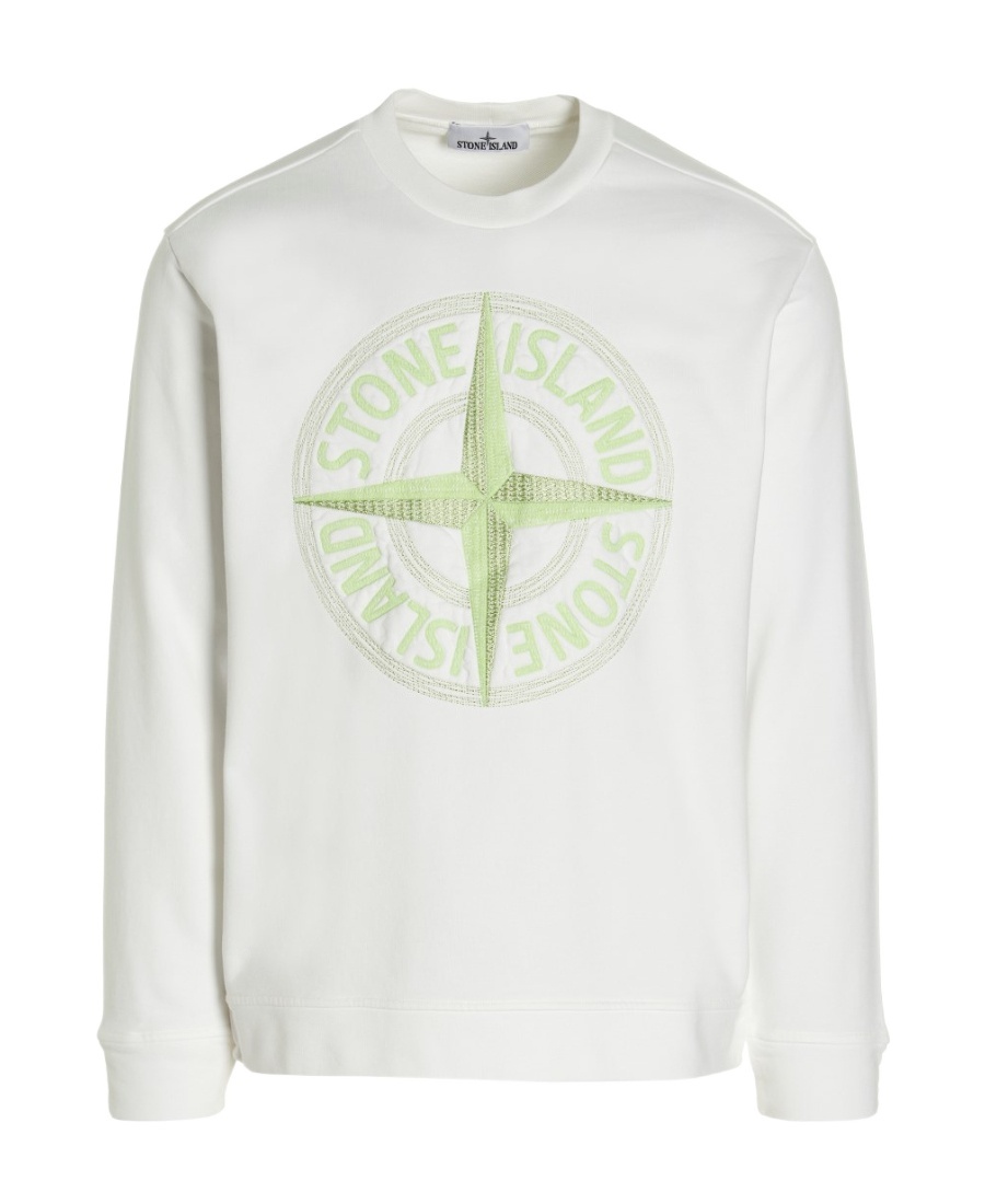 Stone Island Compass-motif Long-sleeved Sweatshirt In White