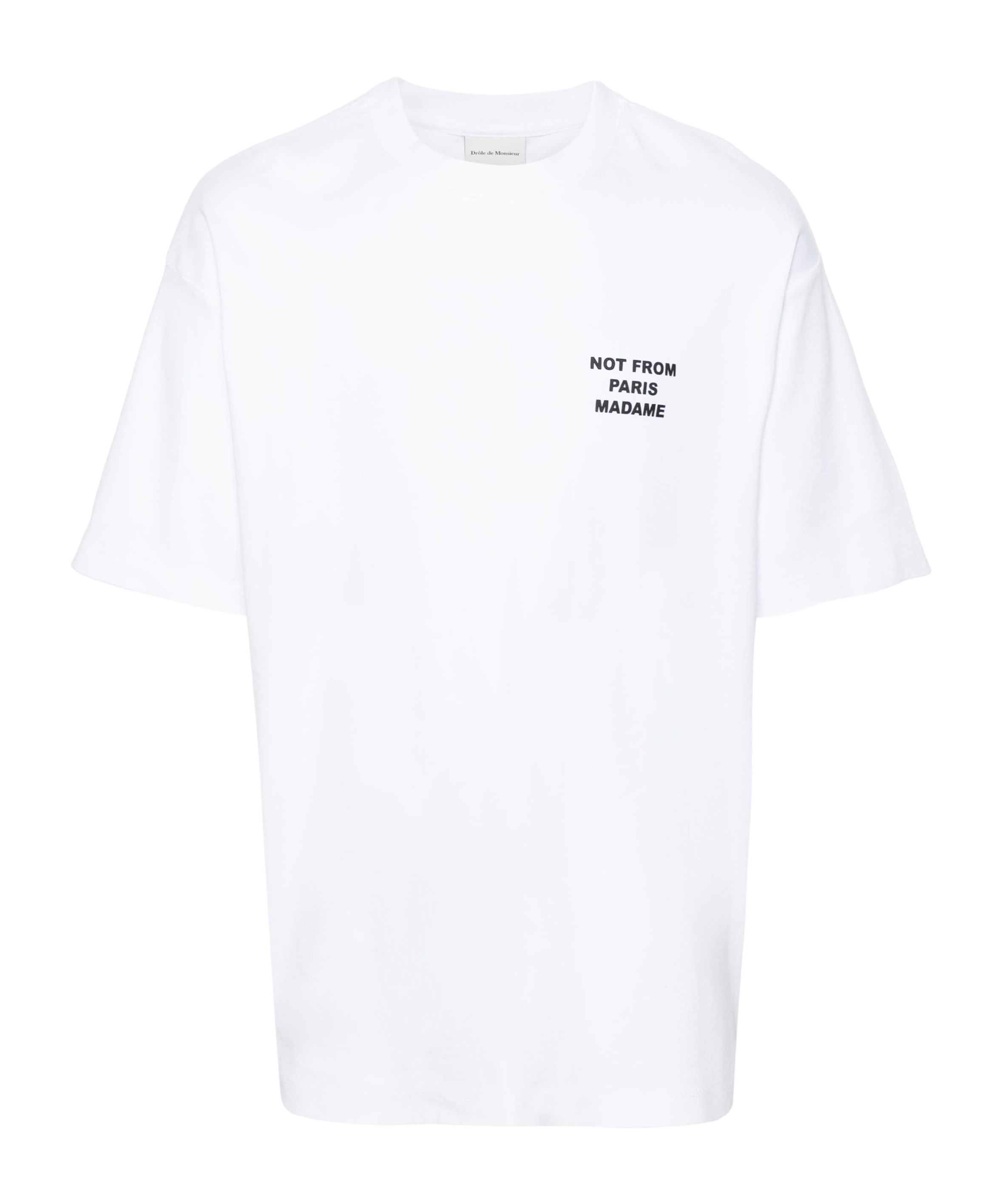 Drôle De Monsieur White Crewneck T-shirt With Slogan Print On The Front And Back In White