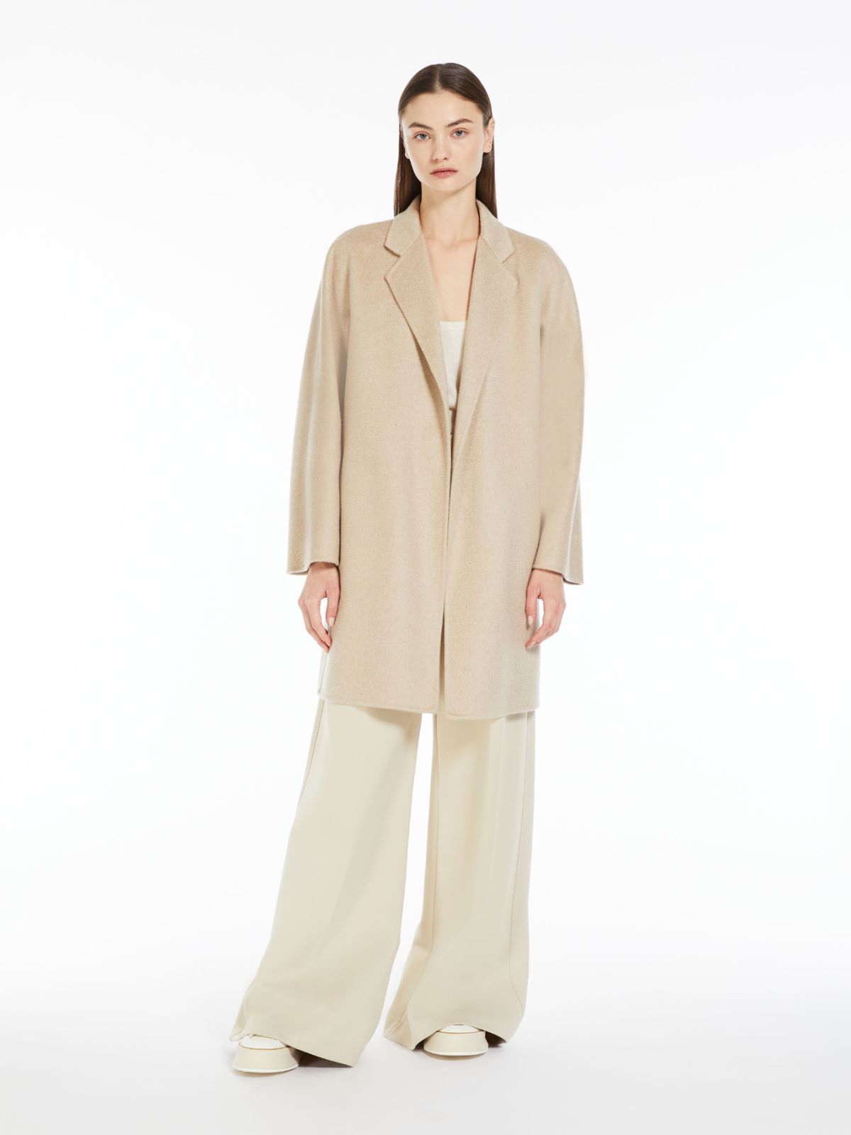 Max Mara Short Wrap Coat In Cashmere In Nude