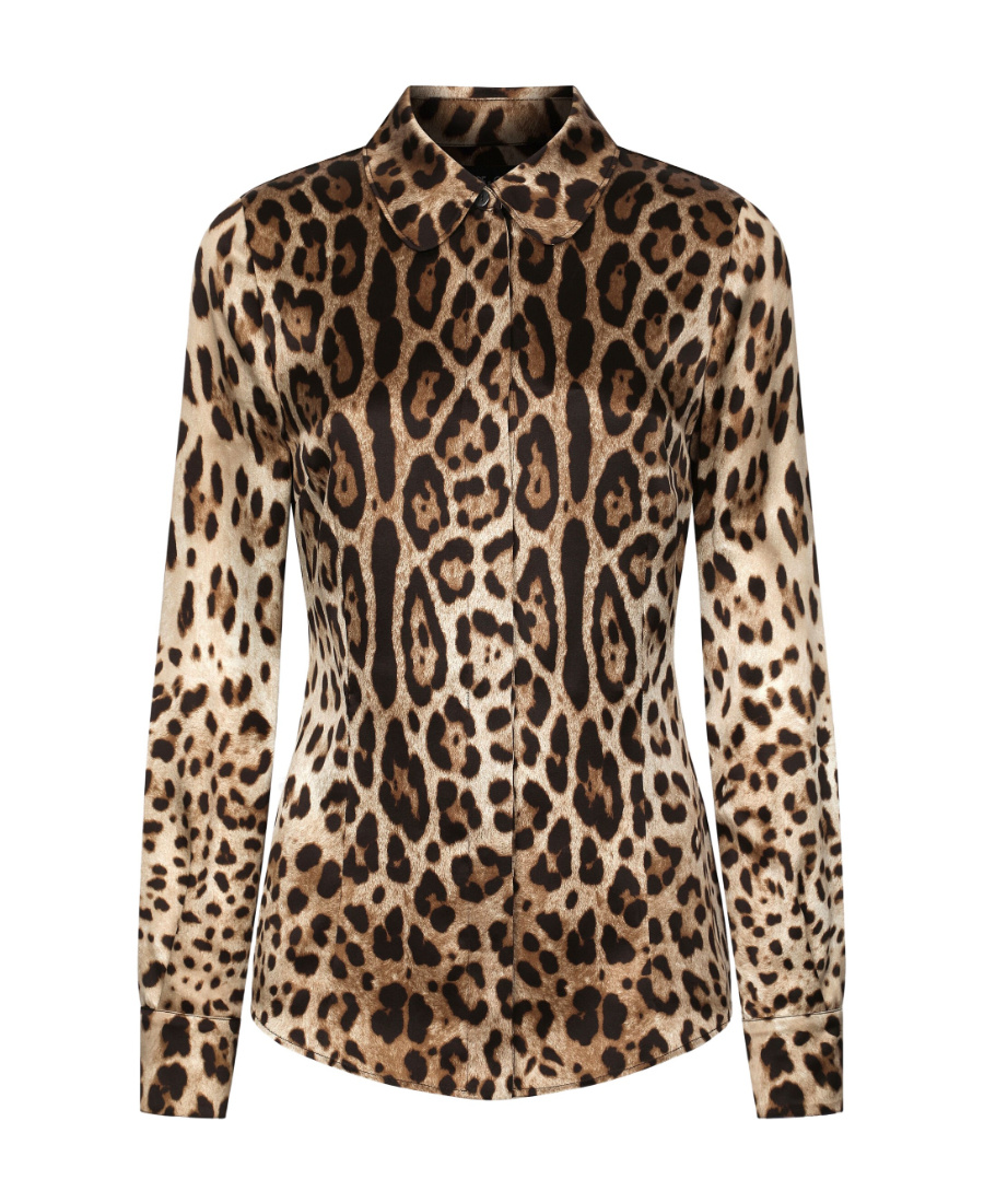Dolce & Gabbana Leopard-print Silk Shirt In Black