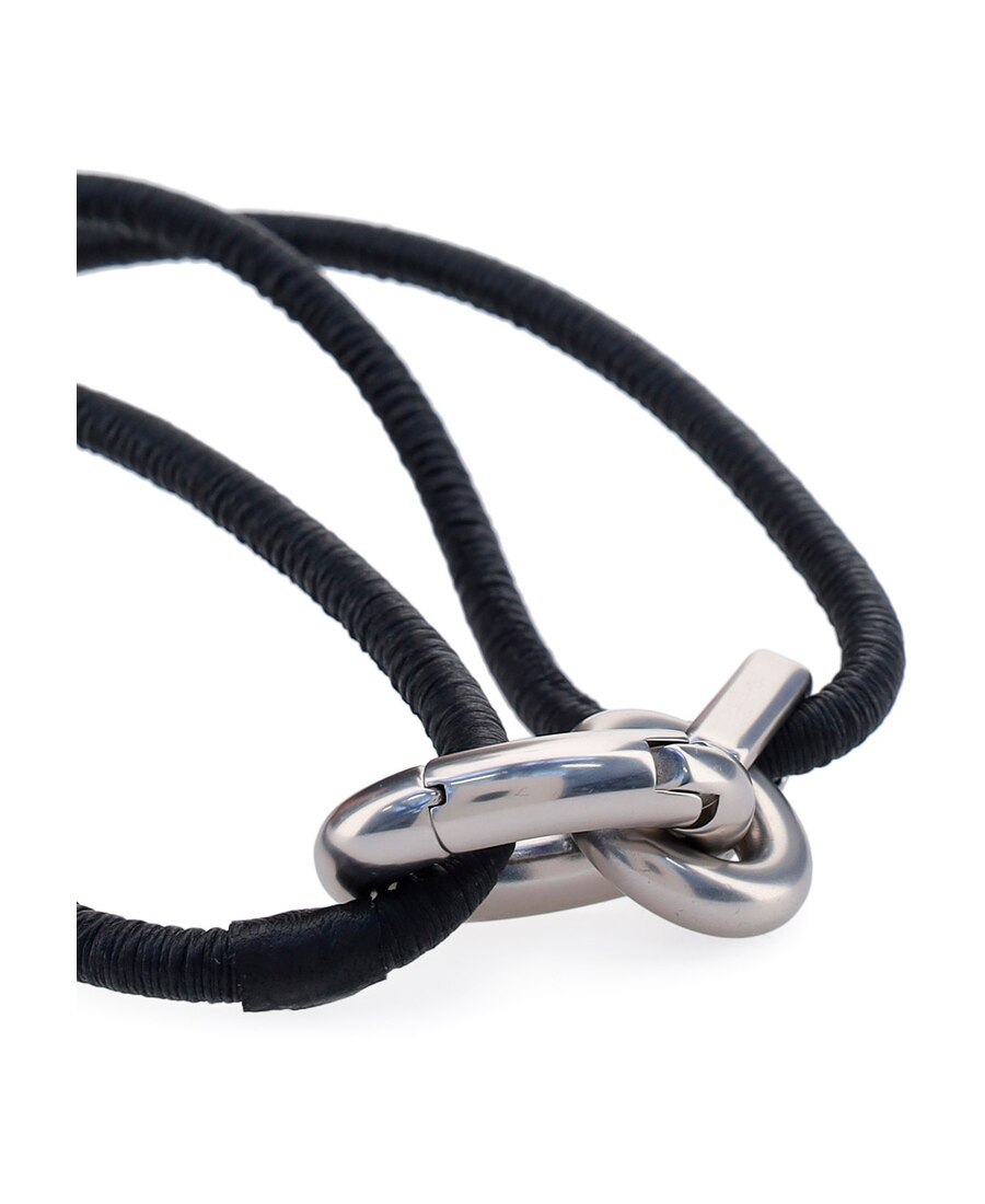 Bottega Veneta Cord Leather Belt In Black