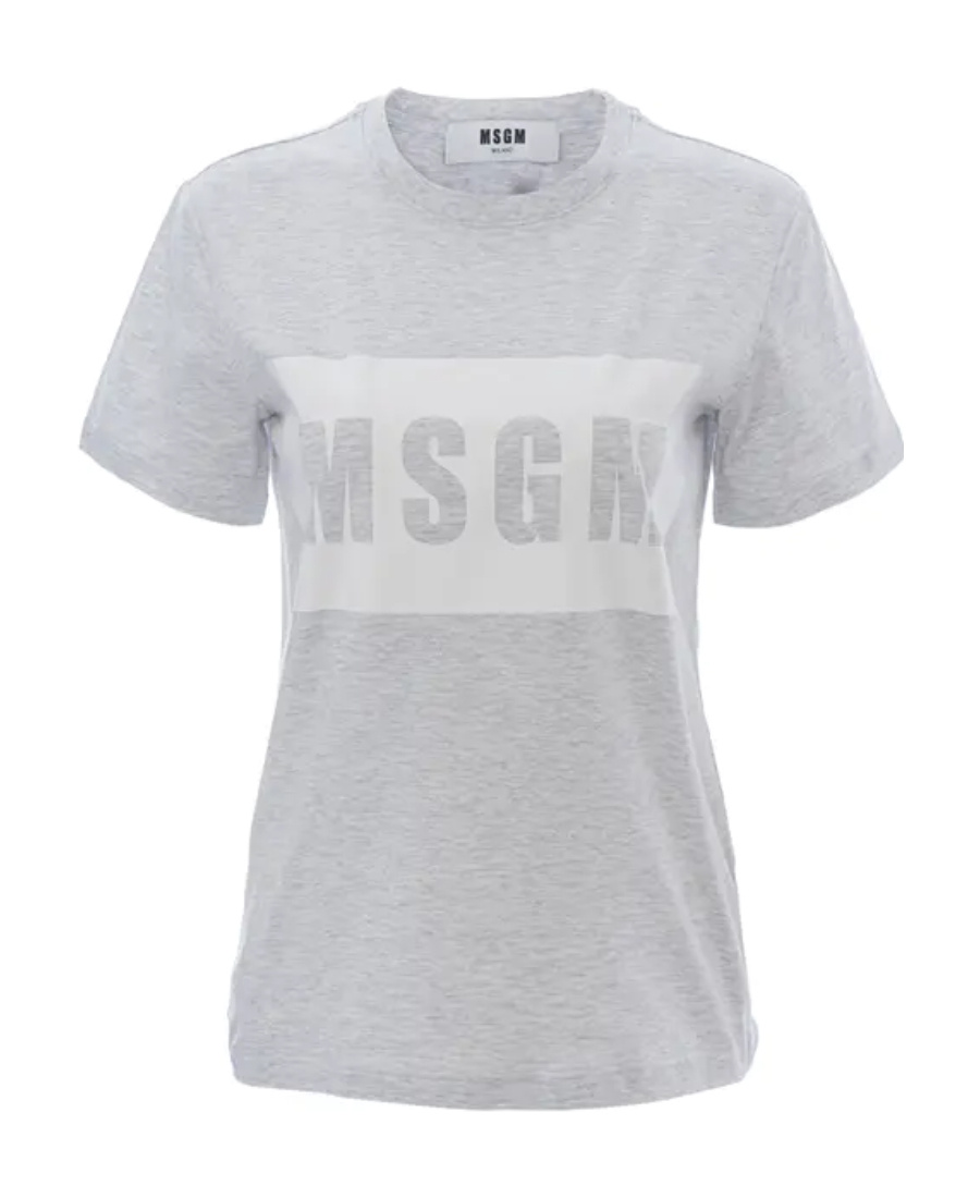 Msgm Logo Short-sleeved T-shirt In Gray